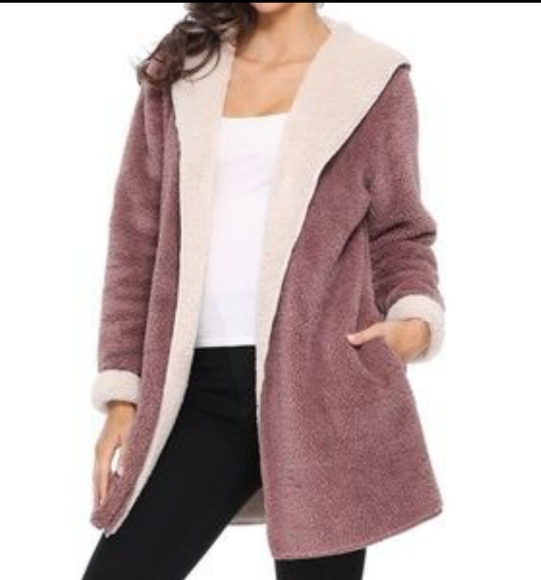 FT Jackets & Blazers - Faux Sherpa Casual Lounge Mauve Jacket Plush